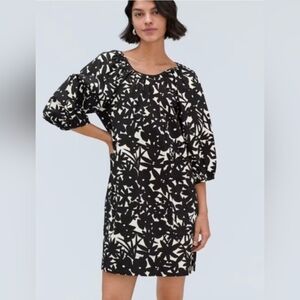 Everlane Cotton Black and White Patterned Dress Size Large